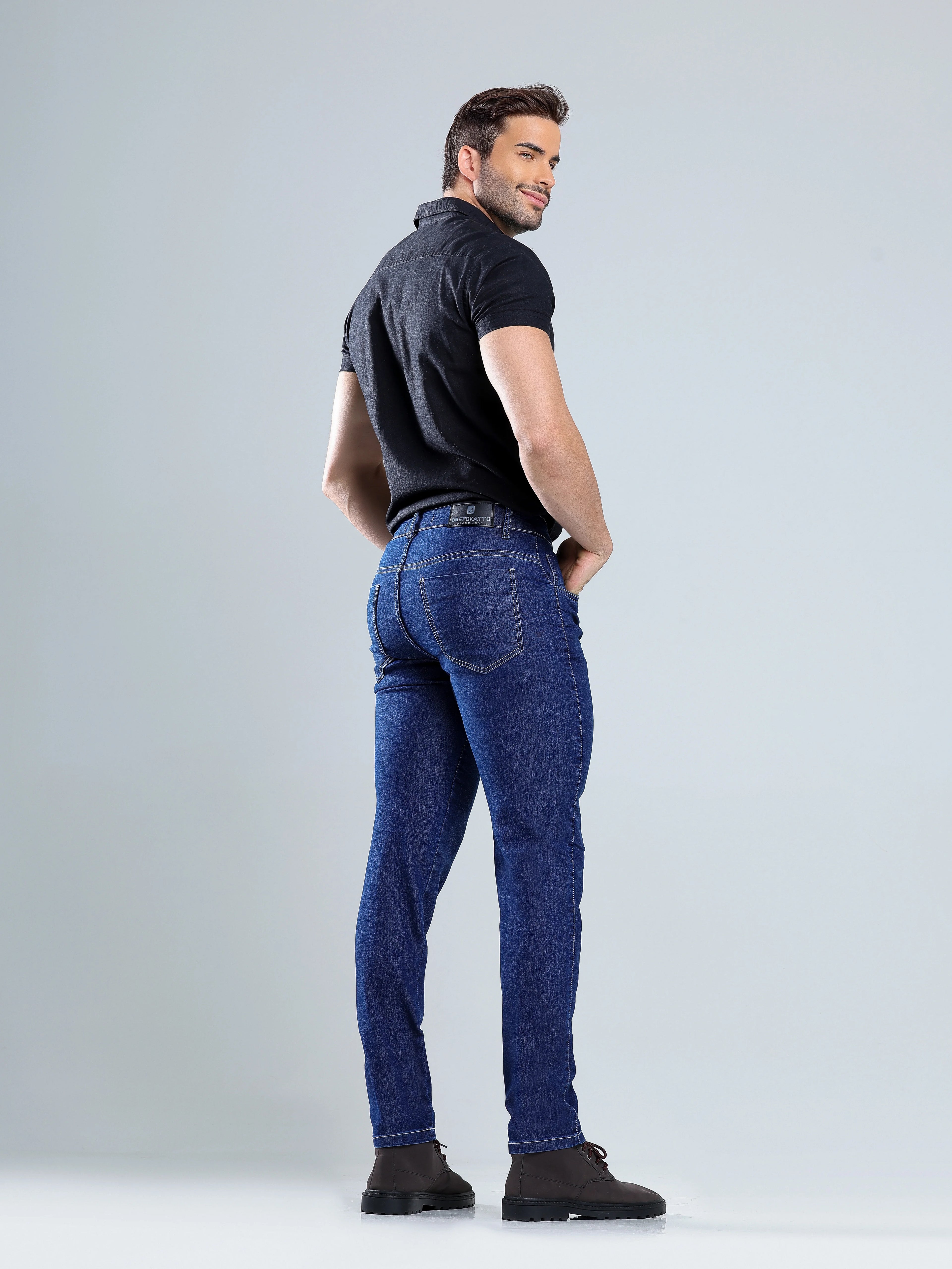Calça Jeans Escuro Masculina Linha Branca