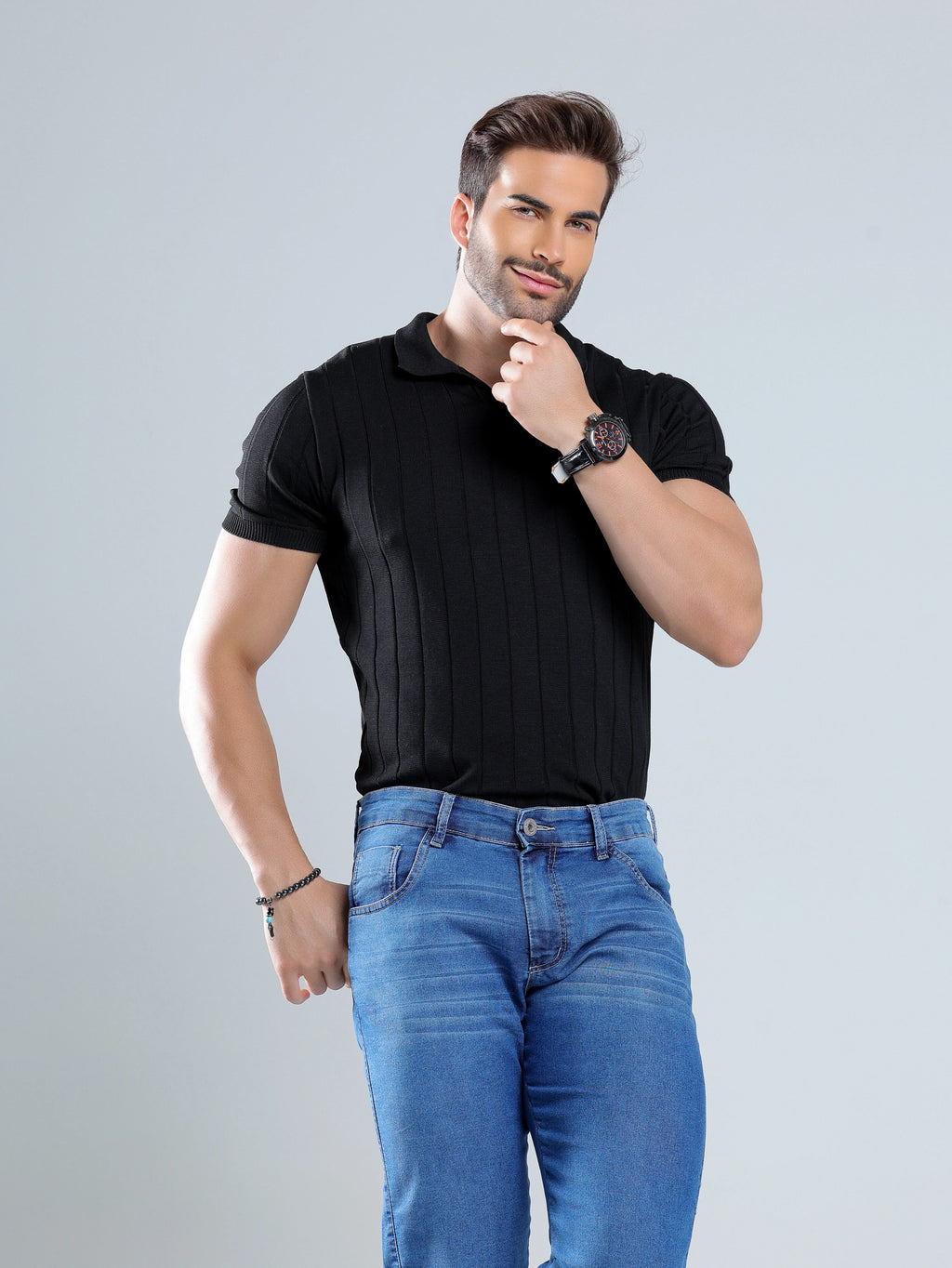 Calça Jeans Claro Masculina com Bigode