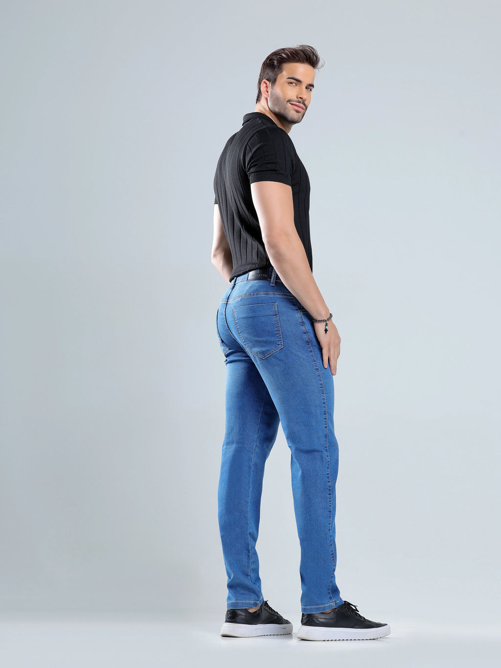 Calça Jeans Claro Masculina com Bigode